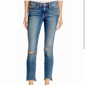 FRAME Le Skinny de Jeanne Distressed Jeans in Blackett Lane Size 28